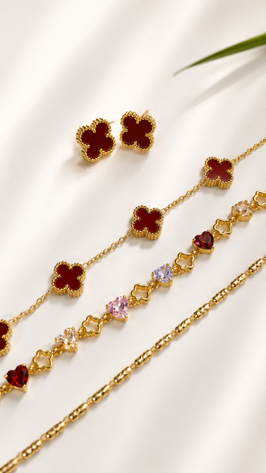 Set de 3 Pulseras "Rouge Amour"
