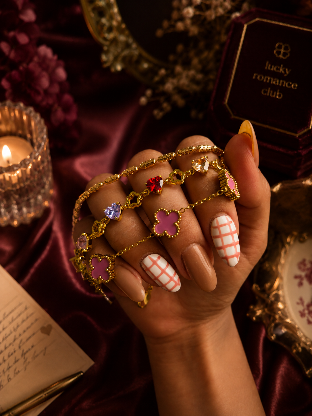 Set de 3 Pulseras "Rose Douceur"